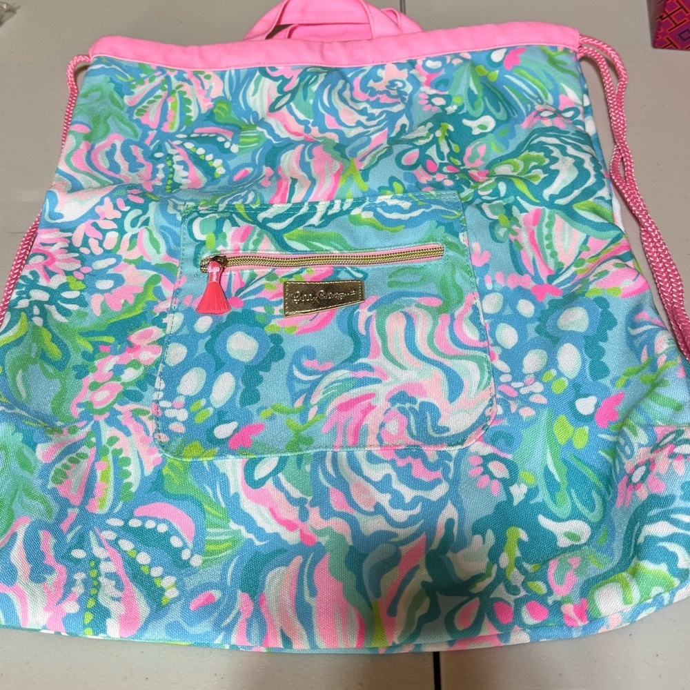 Lilly Pulitzer Drawstring Backpack EUC - image 1